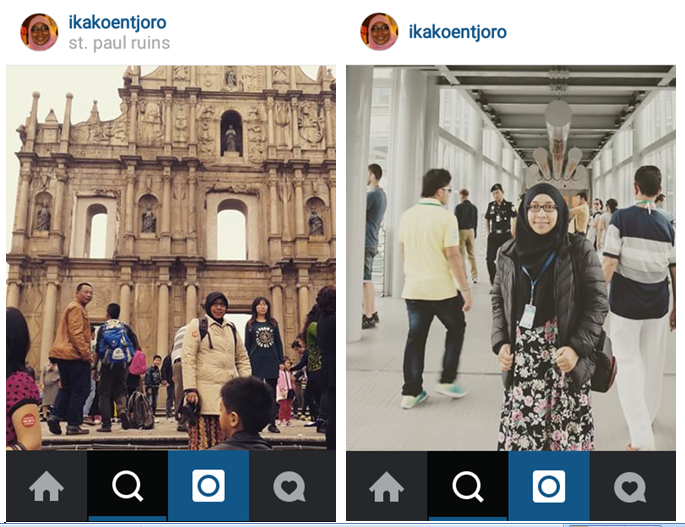 Ika Kontjoro ketika berkunjung ke Maccau (kiri) dan Malaysa (kanan) credit: @ikakoentjoro 